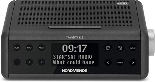 Nordmende Transita 115 – Digital-Radiowecker (DAB+/UKW Uhrenradio mit doppeltem Alarm, Sleep Timer, Snooze-Funktion, dimmbares OLED-Display mit Uhrzeit- und Infoanzeige, 3 Watt) anthrazit
