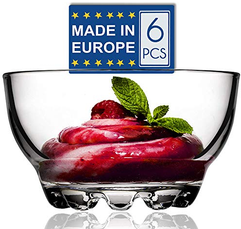 Volarium CRYSTALIA Cuencos de Postre SIN PLOMO Cuenco de Helado de Vidrio, Cuencos para Postres Cristal, Tazones para Salsas Cuencos Aperitivos Copas Postre Cristal Cuenco Natillas Bol Natillas