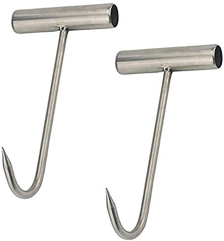 TIHOOD - Ganci a T in acciaio INOX, con manico a T, per macellaio, ristorante, barbecue, 2 pezzi