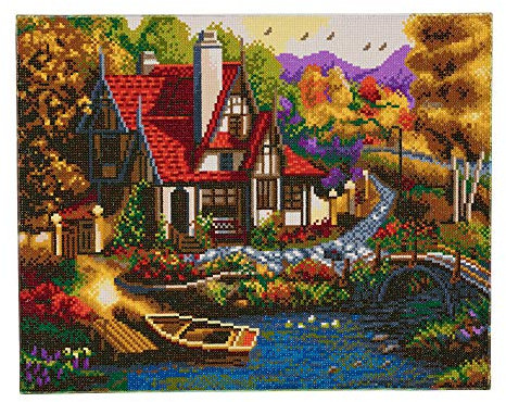 CRYSTAL ART Kit tableau à diamanter sur châssis 50 x 40 cm - Cottage