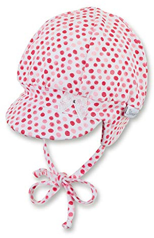 Sterntaler Ballonmütze für Mädchen mit Bindebändern, Ohrenklappen und Pünktchenmuster, Alter: 1-2 Monate, Größe: 35, Weiß