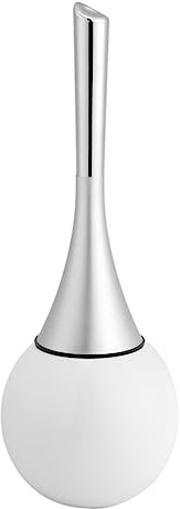 Denash Bathroom Toilet Brush, Cleaning Scrub Brush Holder Set with Stainless Steel Base(White)