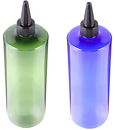 Lurrose 4pcs 500ml Hair Color Bottle Applicator Hair Squeeze Bottles With Twist Top Cap PET Refillable Bottles For Hair Dyeing Salon (Blue Green)
