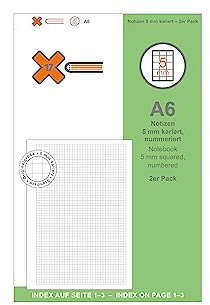 X17 A6 Notizen/Notizheft | kariert 5mm 2er Pack, für das revolutionäre X17-Notizbuch mit auswechselbaren Heften