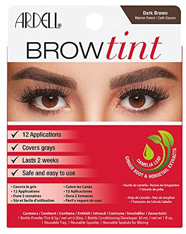 Ardell kit Tintura per sopracciglia fai da te. Colore CASTANO SCURO. Tinta per sopracciglia di qualità, permanente, facile da usare, sopracciglia piene