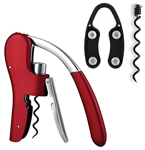 KEISSCO Wine Opener Set Vertical Lever Corkscrew Wine Bottle Opener with Foil Cutter And Extra Spiral