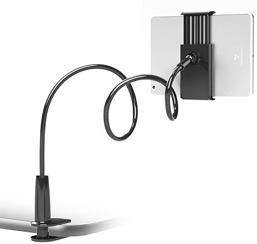 VENQI Gooseneck Tablet Holder,Tablet Stand for Bed Gooseneck Mount Flexible Arm 360 Clip,Flexible Arm Clip Tablet Mount Compatible with iPad Mini Pro Air, Switch, Samsung Galaxy Tabs,More 4.7-10.1