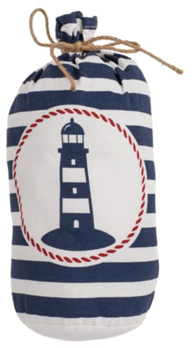 Seaside No.64 - maritimer Türstopper aus Stoff mit Motiv/Logo - blau-weiß gestreift mit Leuchtturm auch als Fensterstopper - moderner Beutel für Wohnzimmer, Schlafzimmer, Kinderzimmer