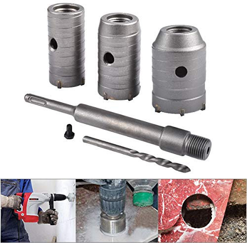 30mm 40mm 50mm Concrete Hole Saw Wall + 200mm Connecting Rod + Drill Bit+Positioning Screw,for Brick Concrete Walls Air Conditioning Openings