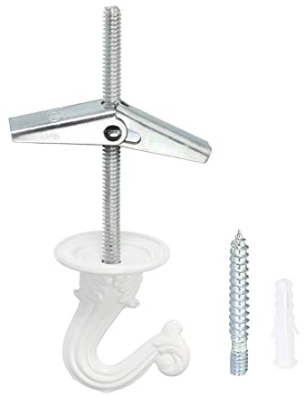 YOKIVE 4 Set Ceiling Hook Kit, Heavy Swag Hanging Hook with Mounting Screw Hanging Plants, Great for Office, Home, Daily Use (White, 1.5x1.3-Inch)