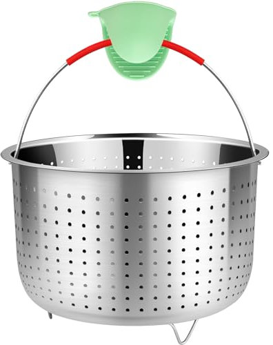 REDANT Stainless Steel Mesh Steamer Basket for Instant Pot 8qt, Insert Pots, cooking, Washing, Fry, Steam or Cook Fruits, Vegetables, Grains and Pastas（Free 2 Pcs silicone gloves）