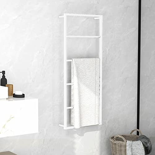 ZEYUAN Handtuchständer Weiß 45x10x115 cm Stahl, Handtuchhalter, Handtuchleiter, Towel Holder, Garderobenleiste, Handtuchtrockner, Badetuchhalter, Handtuch Ständer