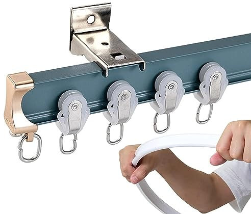 V3VOGUE Vorhangschienen Deckenschiene Biegbare Gardinenschiene Wohnmobil-Gardinenschienen, Gebogene Vorhangschienesystem Für Biegbare L/U-Form Winkelstange Erkerfenster Dusch-Gardinenstange