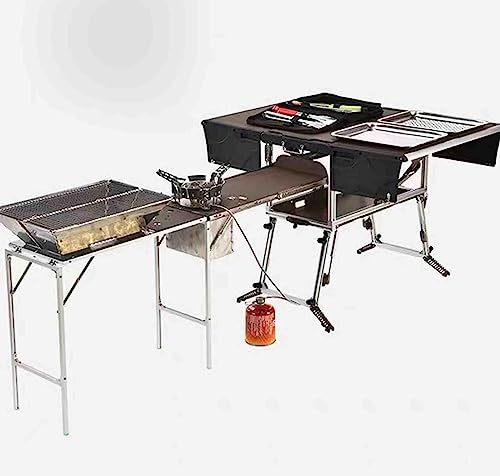 PRUJOY Outdoor Mobile Küche Klappofen Grilltisch Selbstfahrende Reiseausrüstung Feldofen Auto Küchenbox