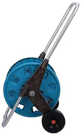 G1/2 Garden Hose Reel Cart with 2 Wheels Waterpipe Rack Trolley Hold 60M Hose for Courtyards Lawns Gardens