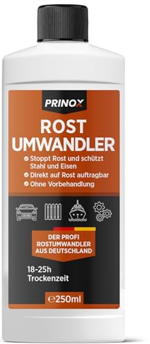 Prinox Profi Rostumwandler 250ml Set - Rostentferner u.a. für Auto und Fahrrad inkl. Schleifvlies & Pinsel - Entroster mit schneller Wirkung zum Entfernen von Rost - Lackierbereit