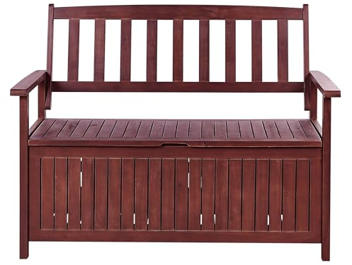 Praktische Gartenbank mahagonibraunes Akazienholz Stauraum 120 cm Sovana