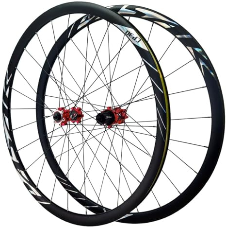 LvTu 700C Scheibenbremsen Straße Fahrrad Laufradsatz, HB09-CP30 Offroad Straßenfahrrad Räder Quick Release, 24H Fahrradräder passend 7-12 Speed Kassette