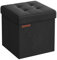 SONGMICS Puff Almacenaje 38 cm, Baúl de Almacenaje, Taburete Reposapiés, Negro Tinta LSF27B01