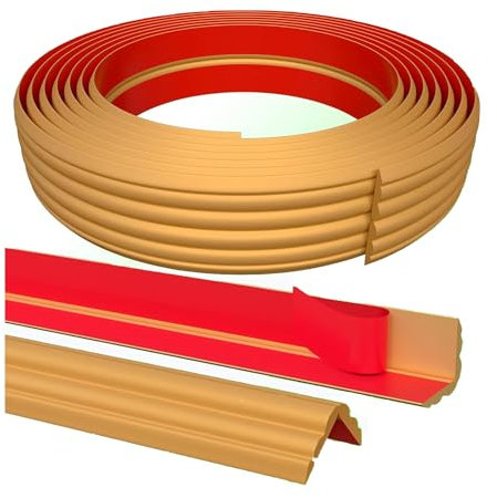 upvc Edging Strip, Flexible Moulding Trim Self Adhesive, Plastic Corner Trim, Self Adhesive Inside Outside Corner Strip, Floor Transition Tape,Caulk Molding,Furniture Protector Guards(Gold,3m×4cm)