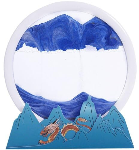 Generic Bewegung Sandkunst Bild 3D -Sanduhr Sandscape in Flüssigbewegung Display Glas Fließend Sandrahmen Entspannende Desktop -dekor Für Zuhause Und Büro