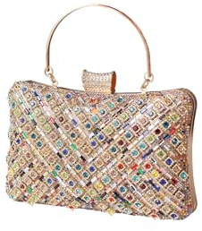 CORIOS Sac de Soirée pour Femme Sac en Strass à la Main Diamond Embrayage Sacs D'épaule de Mariée Formel Sacs Fourre-Tout Élégant Pochette Portefeuille pour Cocktail Fête Mariage Multicolore