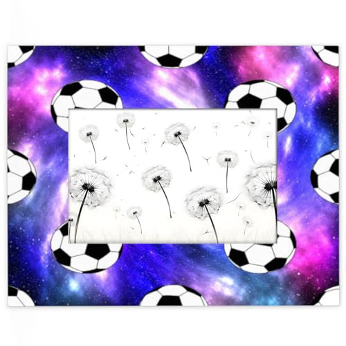 Bilderrahmen mit Fußball-Galaxie, 10 x 15 cm, passend für 13,9 x 8,8 cm große Fotos, Stern-Galaxie, Holzrahmen, Desktop oder Wand, Heimdekoration, Bilderrahmen
