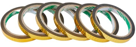 HOBBIESAY 6 rouleau de Ruban Adhésif Métallique Scintillant 10mm Ruban Réfléchissant Holographique Ruban Graphique Doré Ruban Adhésif Miroir Métallique Ruban Adhésif pour Artisanat Cadeau 50 m/Rouleau