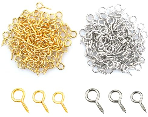 600 Stück ösenschrauben mit Holzgewinde,12&10&8mm Kleine Schrauboesen
