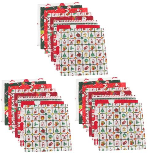 Lurrose Stück Patchwork Kopf Quilt Bastelstoff Weihnachts Quiltstoff Weihnachtsstoffbündel Weihnachts Bastelstoff Weihnachten Nähen Quadratischer Quiltstoff Quadrate Aus