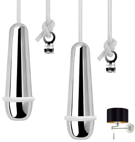 HomiShine Bathroom Light Pull Cord, Light Pull Handle with 1.5m Light Pull Cord String, Chrome Pull Cord Handle 6 * 2cm Light Pulls for Bathroom Toilet Light Ceiling Light Fan Switch, 2PCS