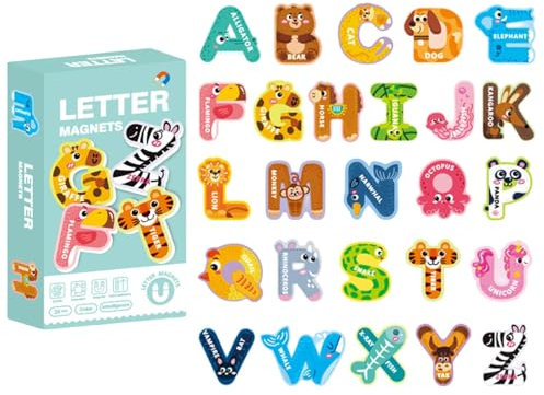 Dicke Alphabet-Magnete – Buchstabenmagnete Für Kinder, Tragbare Alphabet-Tieraufkleber-Kühlschrankmagnete, Kinder-Lern-Kühlschrankmagnete, Pädagogische àbc-Buchstabenmagnete, Langlebige Bunte Buchstab