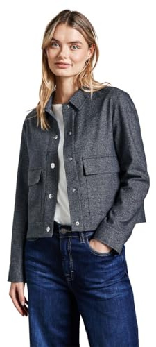 STREET ONE Cropped Melange-Look jacka, Djup tonblå, 44