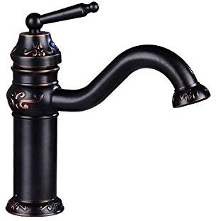Waschtischarmatur Hotel Vintage Antik Geschnitzt Aufsatzwaschbecken Spin Bronze Kompletter Industriestil Küchen-Badezimmerarmatur, Einhebel-Mischbatterie aus Messing, Modelle im hohen und niedrigen