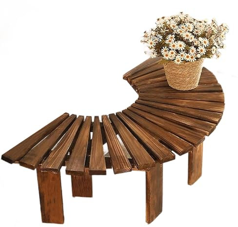 Generisch Halbrunde Baumbank aus Holz, wetterfester Sitz für Garten, Park und Terrasse im Freien, für Veranda, Rasen, Hof, hält bis zu 300 kg/661 lbs