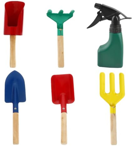 ifundom 6stücke Gartenspielzeug Für Junge Mädchen Mit Schaufel Rechen Und Kelle Aus Metall Und Holz Outdoor-Spielzeug Für Gartenarbeit Tolles Zum Geburtstag Und Fest
