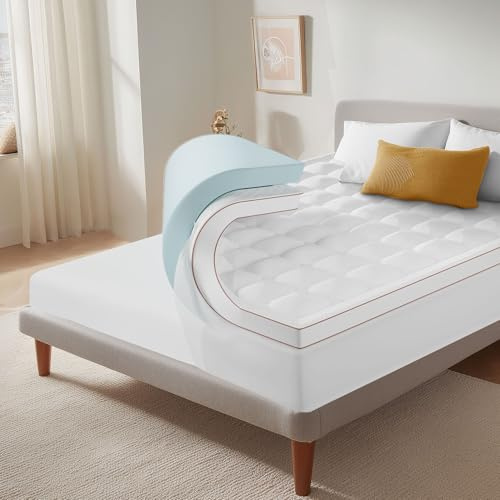 XWZO Twin Size Memory Foam Mattress Topper Dual Layer 3 Inch,2 Inch Cooling Gel Memory Foam Mattress Topper and 1 Inch Pillow Top Pad for Back Pain Relief
