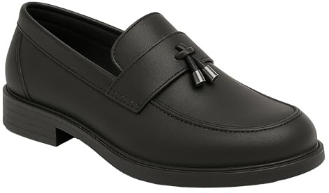 SIRRI Pojkar Slip-On Tofs Loafer Skor Patent & Matt Prom Smarta Formella Skor, Mattsvart, 35 EU