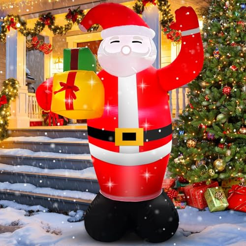 ZLPBAO Aufblasbare Weihnachtsdeko Außen 180cm, Weihnachtsmann Aufblasbar für Weihnachtsdeko Aussen - Weihnachtsmann Figur Groß Weihnachtsdeko Outdoor Aufblasbare mit LED Beleuchtet, IP44 Wetterfest