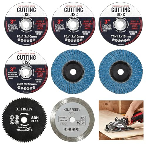8PCS Cutting Discs Set 76mm, Angle Grinder Discs with 10mm Bore, Metal Cutting Discs, Wood & Stone Grinding Discs, Mini Grinder Accessories for Metal, Plastic & More