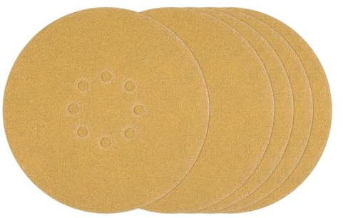 Kozelo 10Pcs Sanding Disc 220 mm 80Grit 8 Hole Sandpapers Yellow | Random Orbital Hook and Loop Sandpapers Suitable for Drywall Sander Wood Metal Furniture