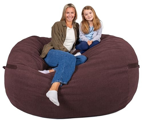 Big Joe Fuf 8Ft Giant Foam Bean Bag Chair, Oversized Couch with Removable Cover for Kids, Teens, Adults, Merlot Cloudweave, 8 Foot