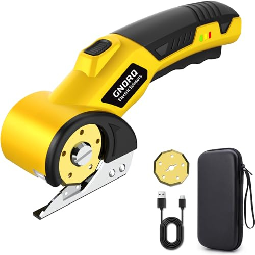 Cordless Electric Scissors, Cardboard Cutter with LED Light, 4V Rechargeable Rotary Electric Box Cutter, 2 Blades, Suitable for Fabric Carton Plastic Leather Cloth Carpet