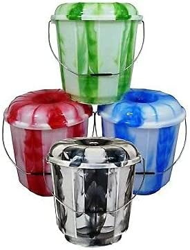 7L Litre Plastic Tie Dye Design Buckets with Lid and Metal Handle Multipurpose Storage Bucket Hard Wearing Bucket for Garden Home Cleaning Camping Fishing Travel Water Storage (Random)