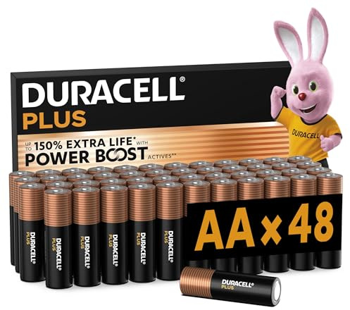Duracell Plus AA Batterien (48er-Pack) Alkali 1,5 V Hochleistungsbatterien Batterie Bis Zu 150% Längere Lebensdauer Mit Power Boost Active Zuverlässigkeit für Alltagsgeräte Lagerung Bis Zu 10 Jahre