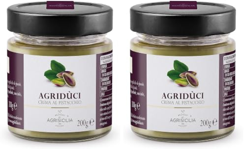 Agrisicilia crema al pistacchio 40% ottima per colazione e come ingrediente per dolci vasetto da 200 grammi (Confezione da 2)