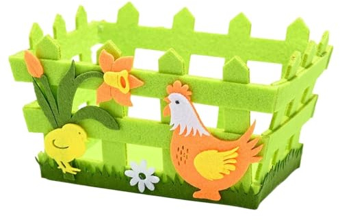 Cestino per uova di Pasqua, decorazioni per la tavola pasquale, in tessuto non tessuto, piccoli cestini per regali, decorazione da tavolo per la casa (gallina)