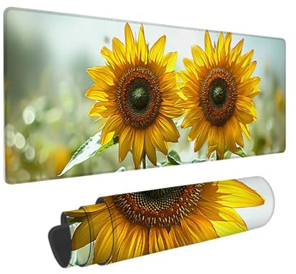 Alfombrilla Ratón XXL Grande Gaming Mouse Pad 1600 x 800 mm, Impermeable Antideslizante Mousepad, Lavable, Alfombrilla Escritorio con Base de Caucho para Gamers, PC y Portátil - (Girasol) G-806