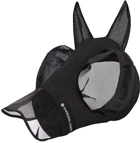 Imperial Riding Xfull - Máscara antimoscas con Protector Nasal, Color Negro