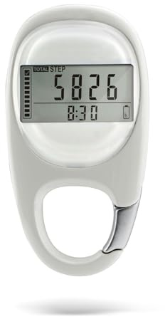 Schrittzähler mit Karabinerhaken, 3D Schrittzähler mit Kalorienzähler, Distanzmessung, Tagesziele, Aktivitätszeit, 7-Tage-Speicher, Schrittzähler ohne App und Handy für Gehen Laufen Sport